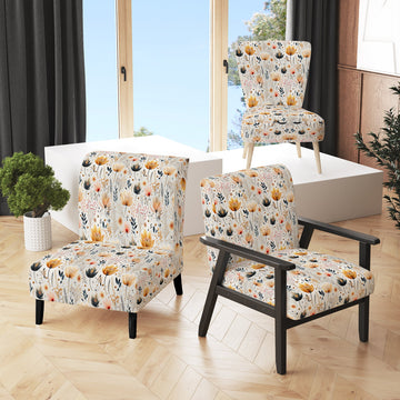 Cottage Elegant Yellow Floral Meadows - Cottage Arm Chair